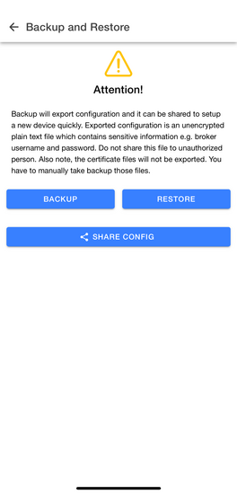 Configs page